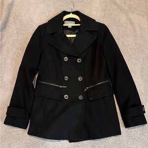 Michael Kors Black Double-Breasted Pea Coat